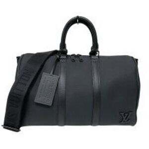 Louis Vuitton Keepall Bandouliere Black LV Aerogram Boston Bag